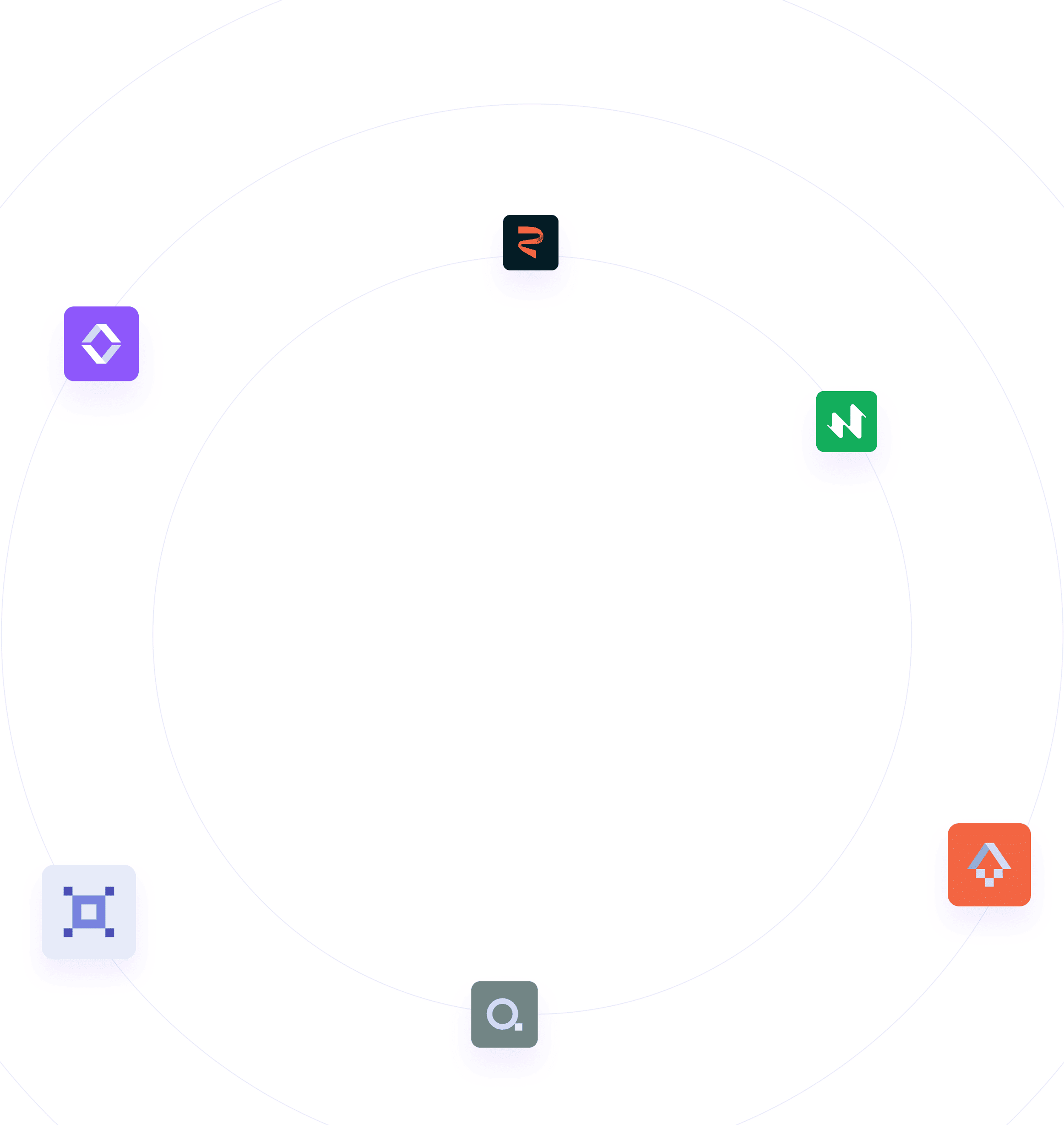 Decidr app logos on revolving circular lines