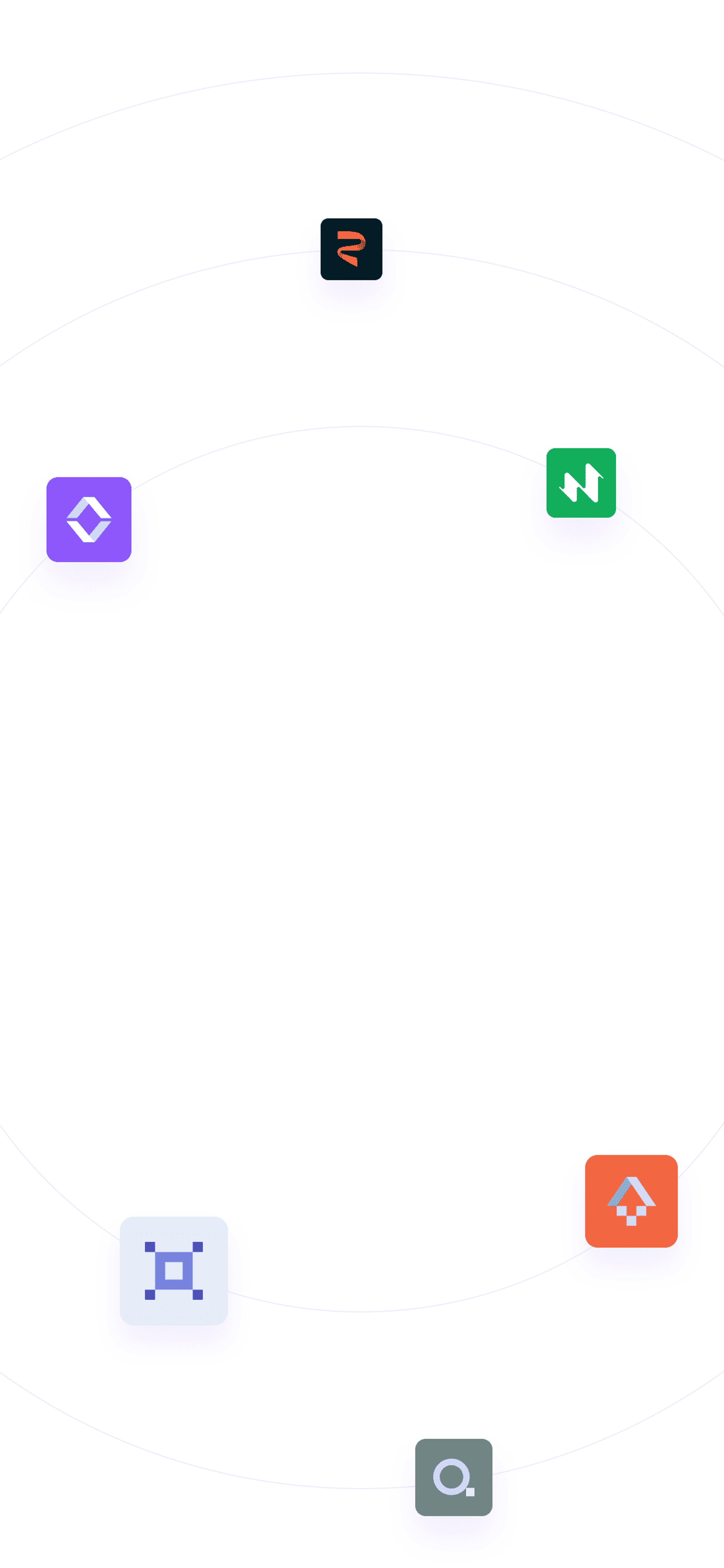 Decidr app logos on revolving circular lines