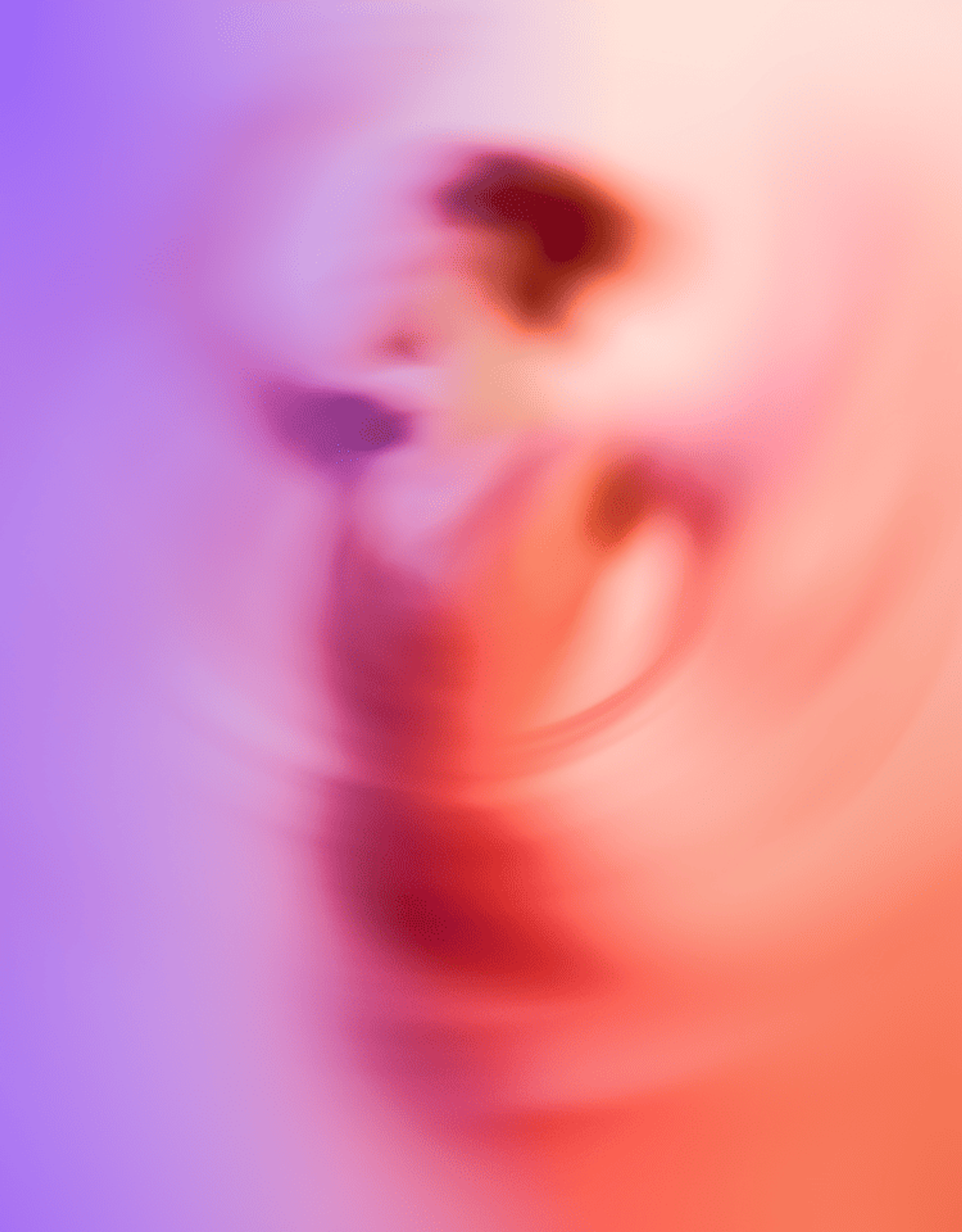 Abstract red shape on purple-orange background