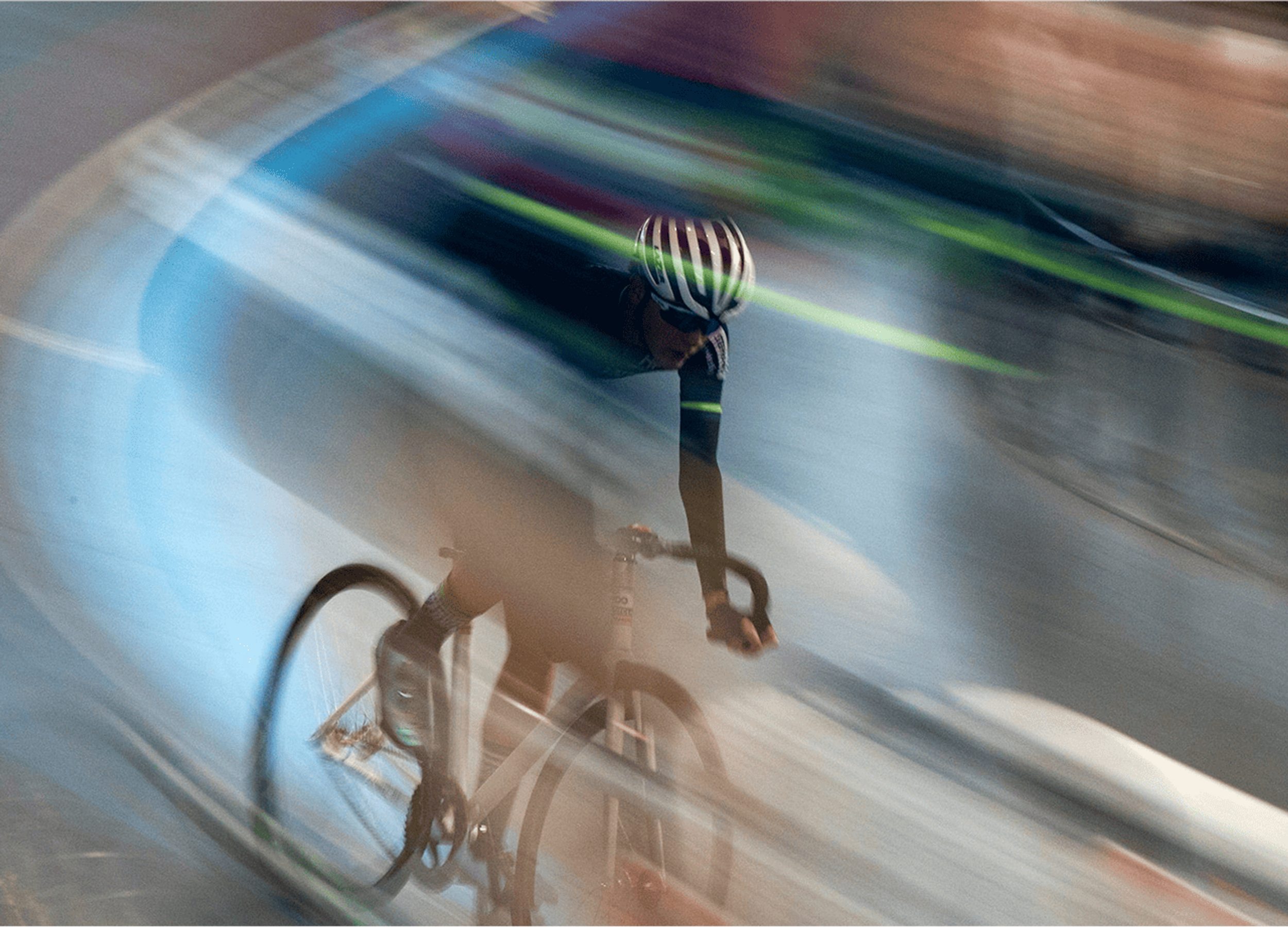 Blurred image of a cyclist