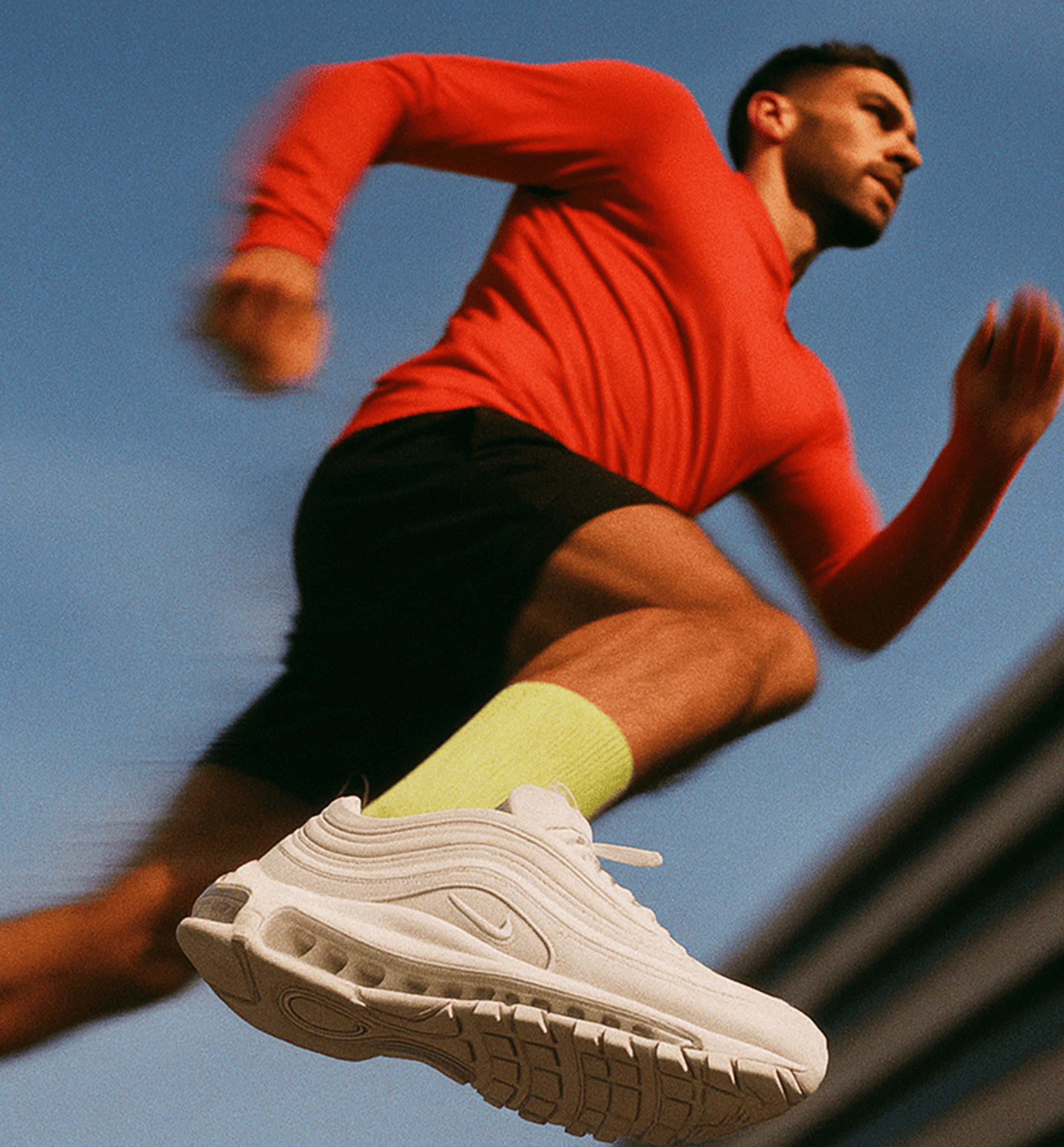 Sprinter running against a celestial backdrop