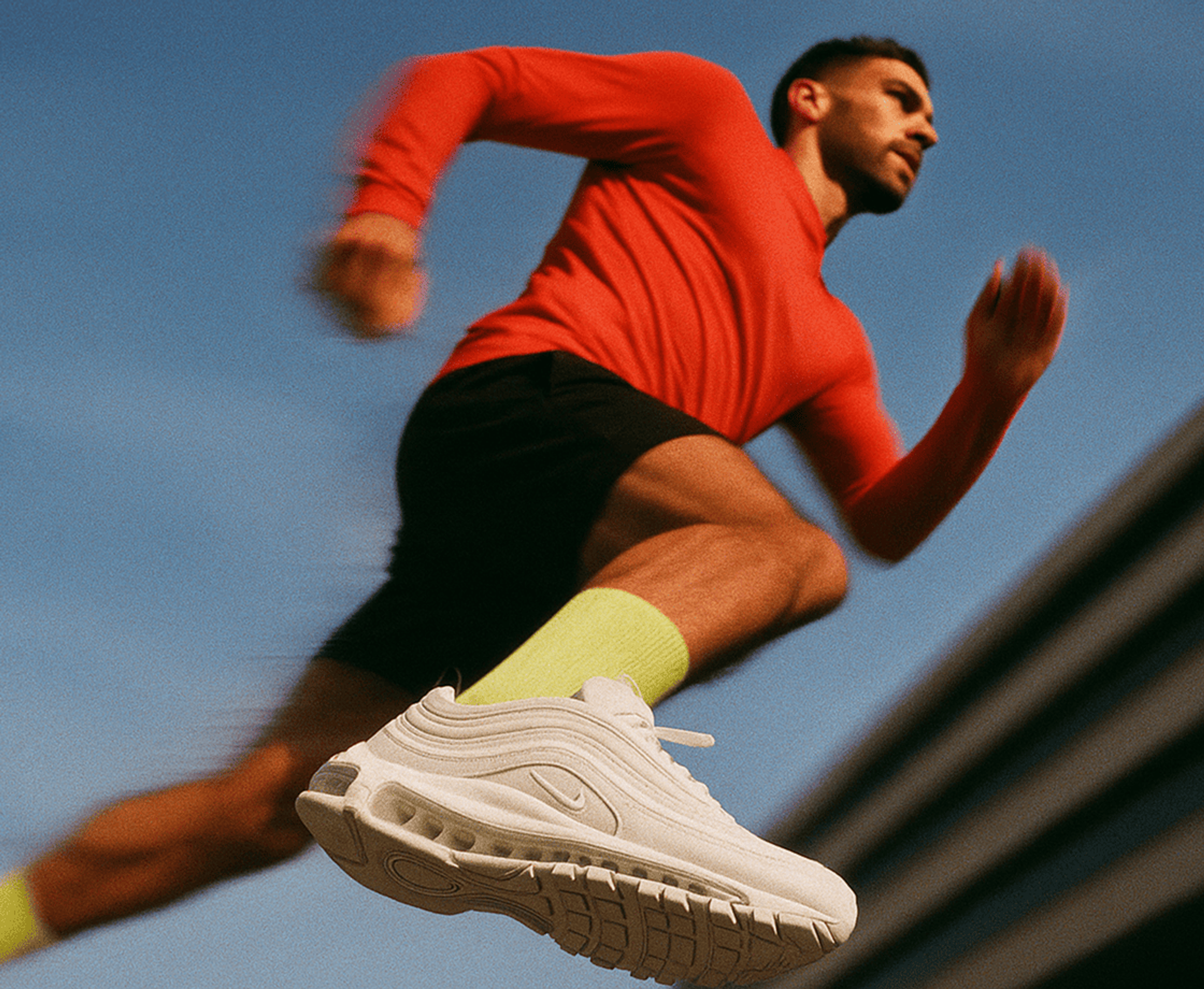 Sprinter running against a celestial backdrop