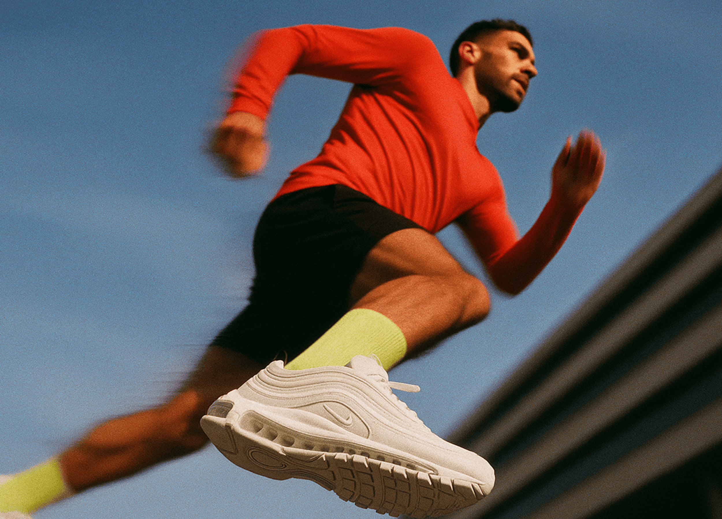 Sprinter running against a celestial backdrop