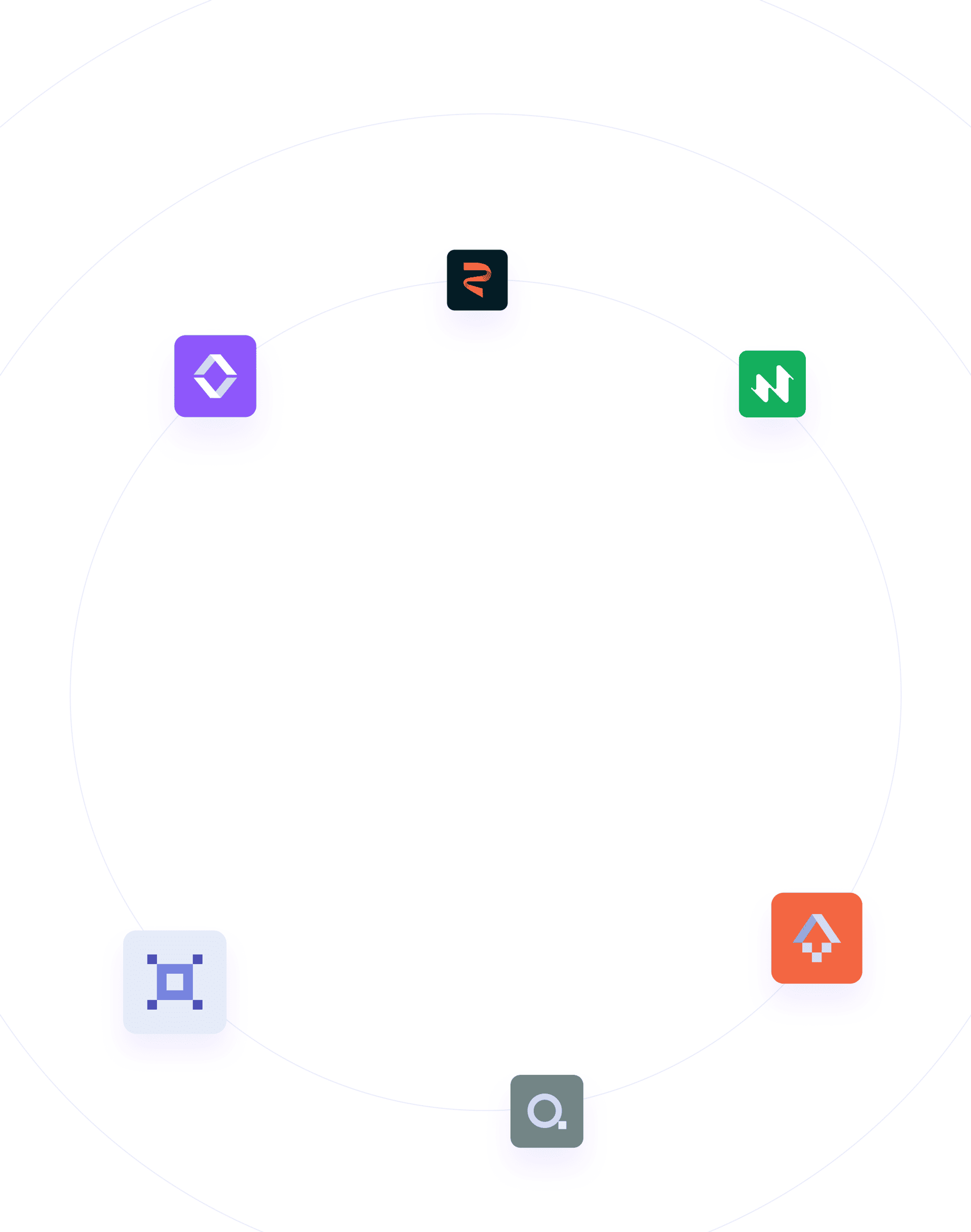 Decidr app logos on revolving circular lines