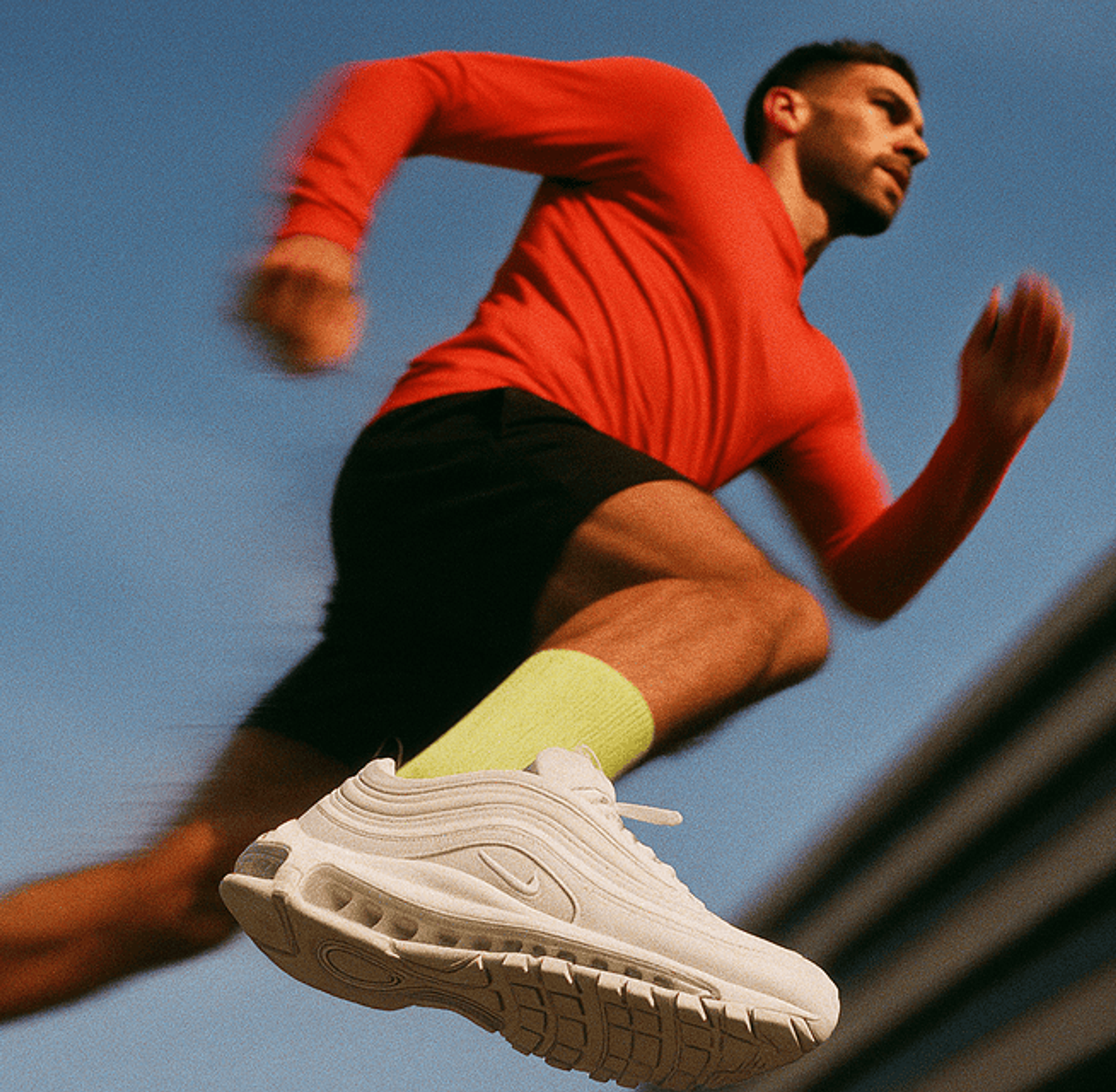 Sprinter running against a celestial backdrop