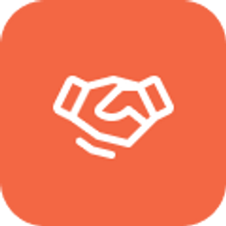 Handshake icon on orange background