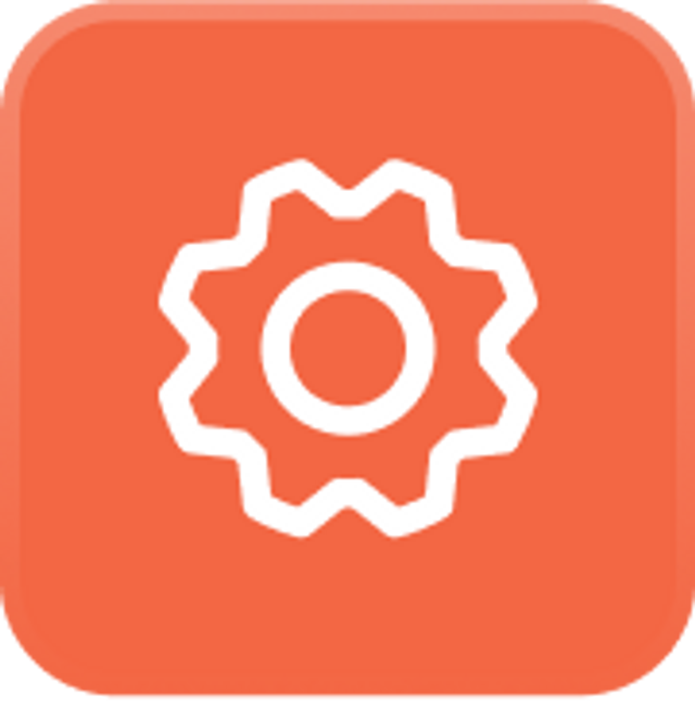 Gear icon on orange background
